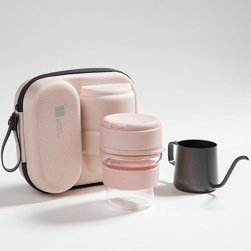 Portable hand made glass coffee cup coffee bag