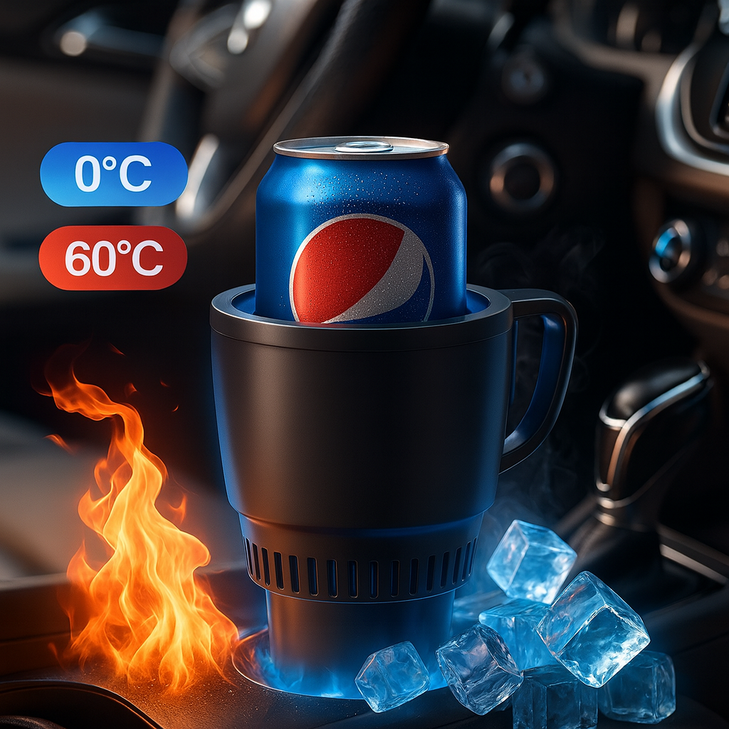 2 In1 Car Heating Cooling Cup 12V Smart Car Cup Holder Digital Temperature Display Drink Cup Warmer Cooler Mini Car Refrigerator