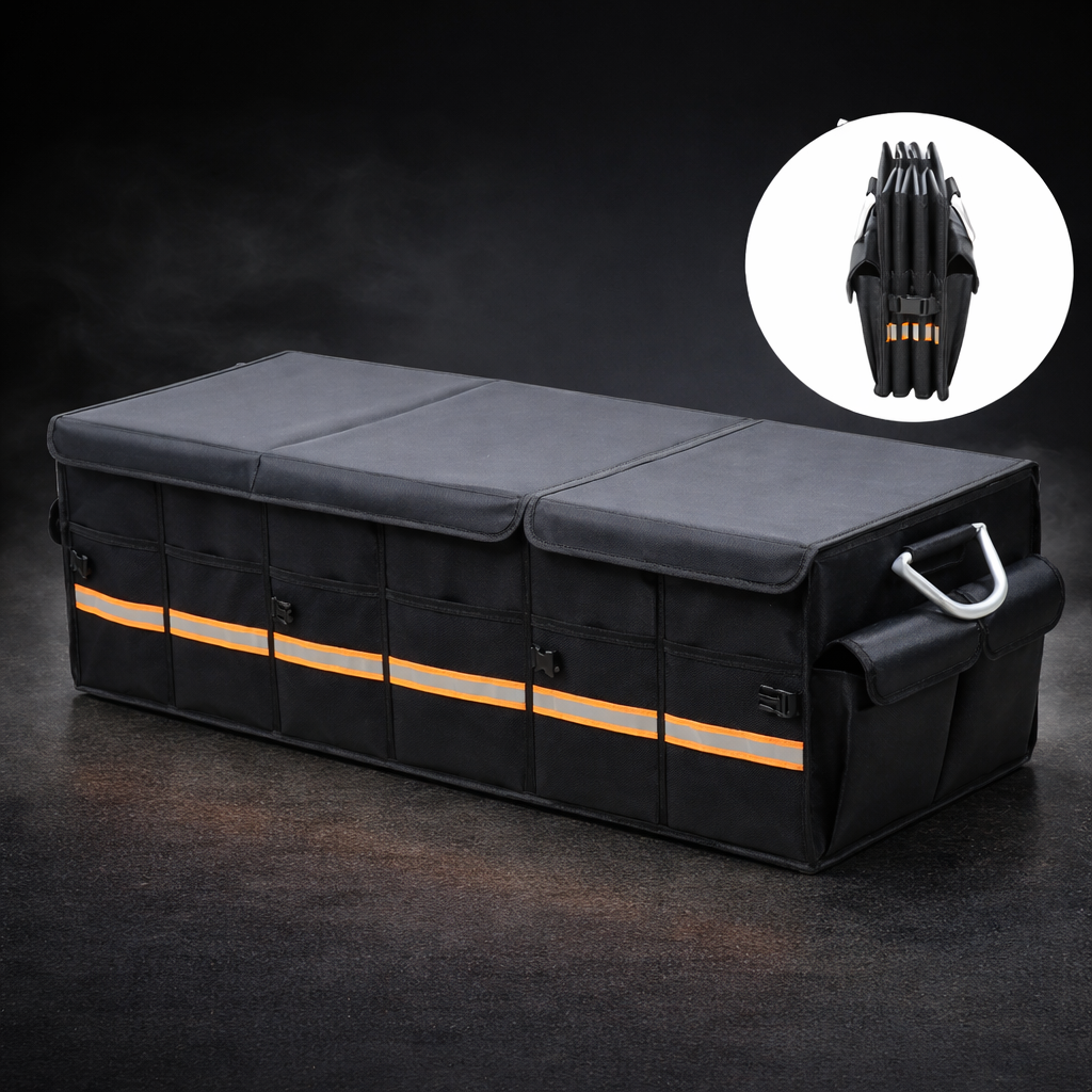 Car Trunk Organizer Foldable Cover Heavy Duty Collapsible Car Trunk Storage Box Car Cargo Trunk Bag With Lid For Sedan SUV