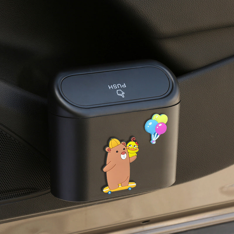 Car Trash Can Door Hanging Storage Bin Cartoon